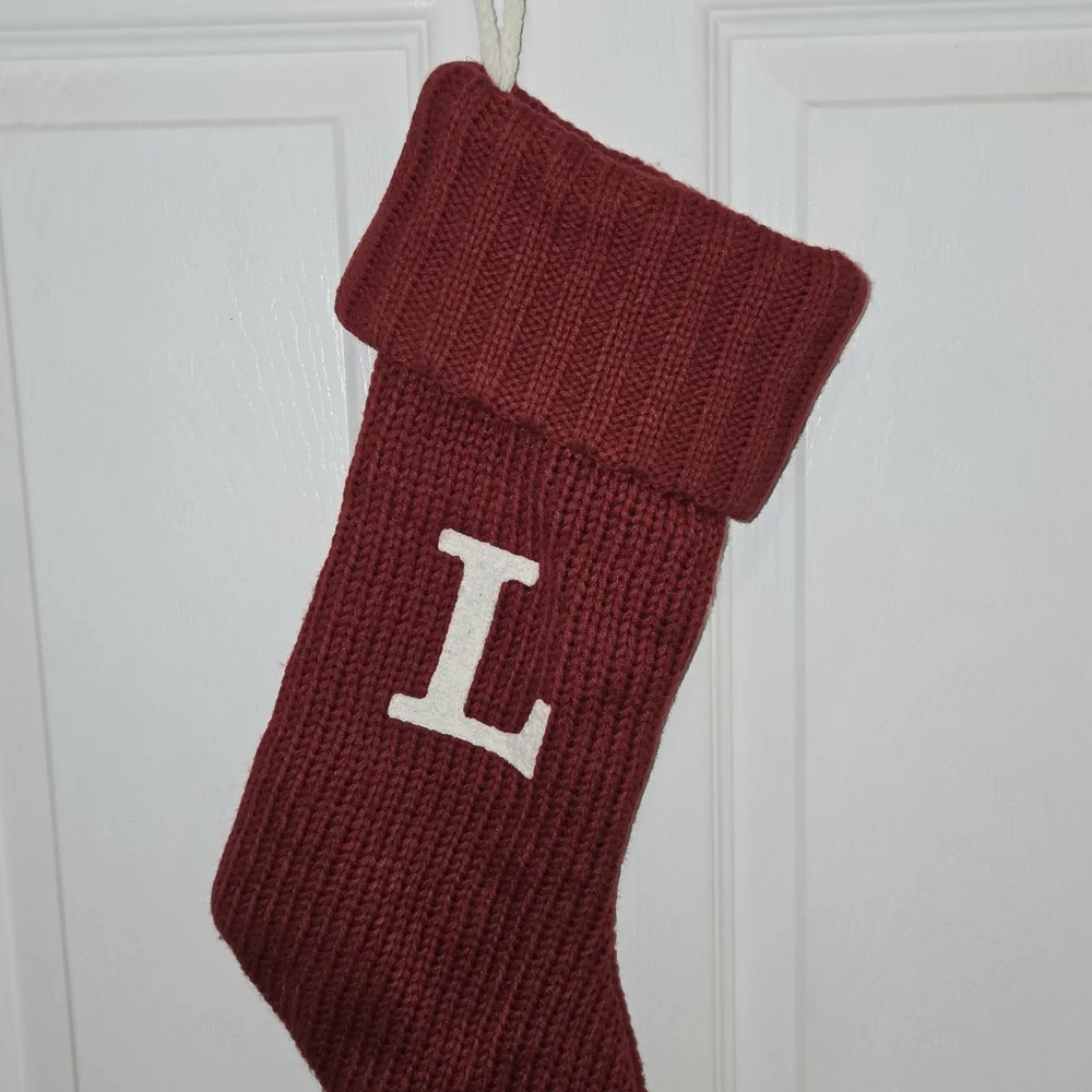 Target Wondershop Red Monogram Knit Christmas Stocking Initial 